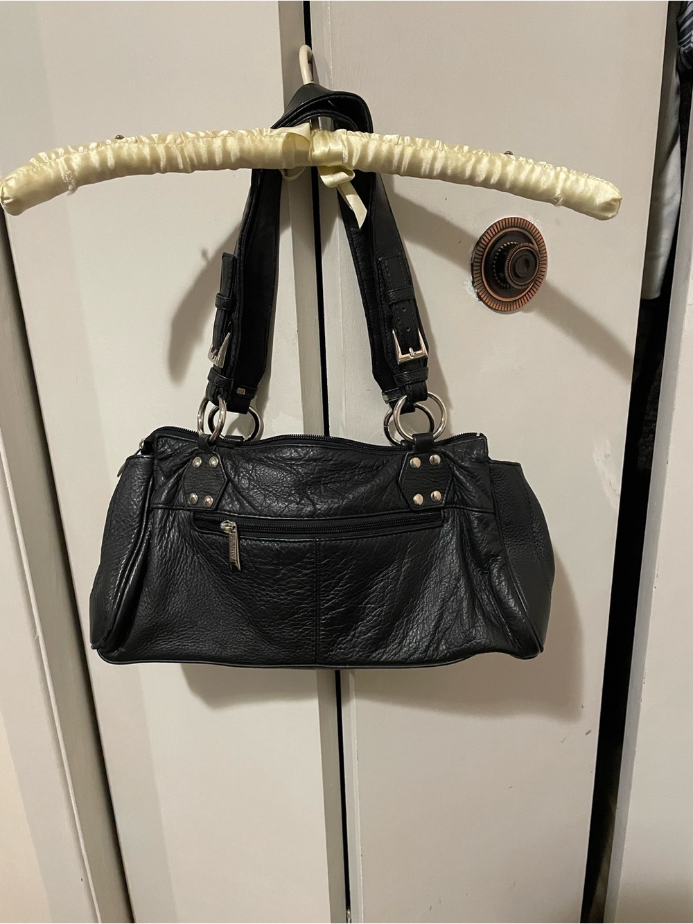 Stone & Co Ladies Black Pebbled Leather Bag/Purse